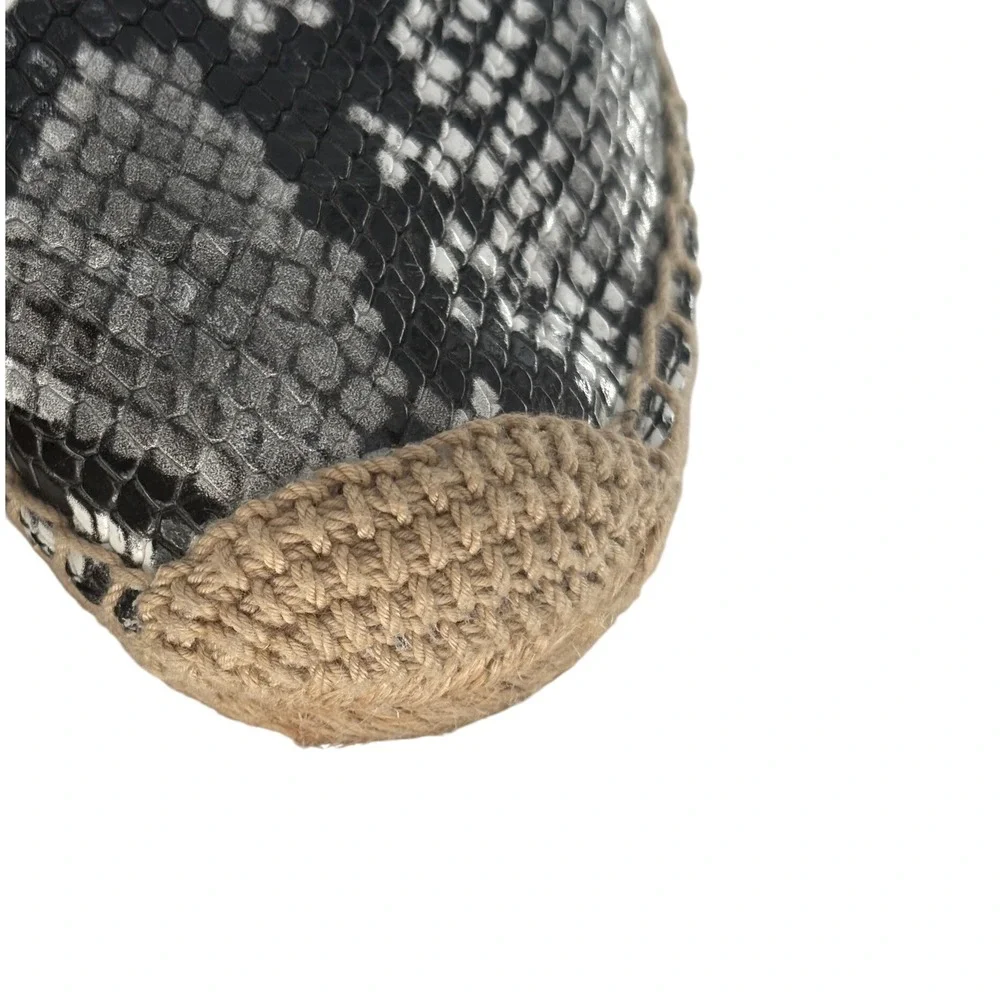 Tory Burch Mules Espadrille Python Embossed Leather Tricolor‎ Women 7 Black Gray